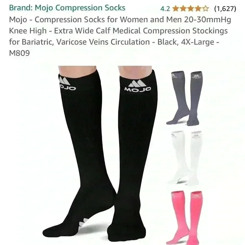 NWT MOJO Black compression socks, size 2XL